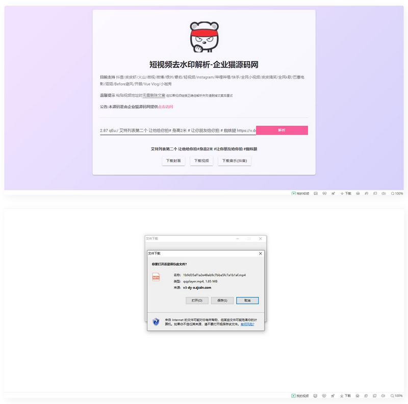 【亲测】网页版短视频去水印源码，上传既用-一生相随博客