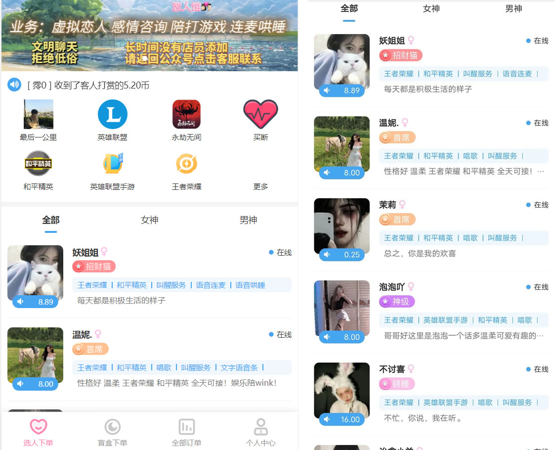 最新商业版游戏陪玩语音聊天系统源码 附详细搭建使用视频教程-一生相随博客