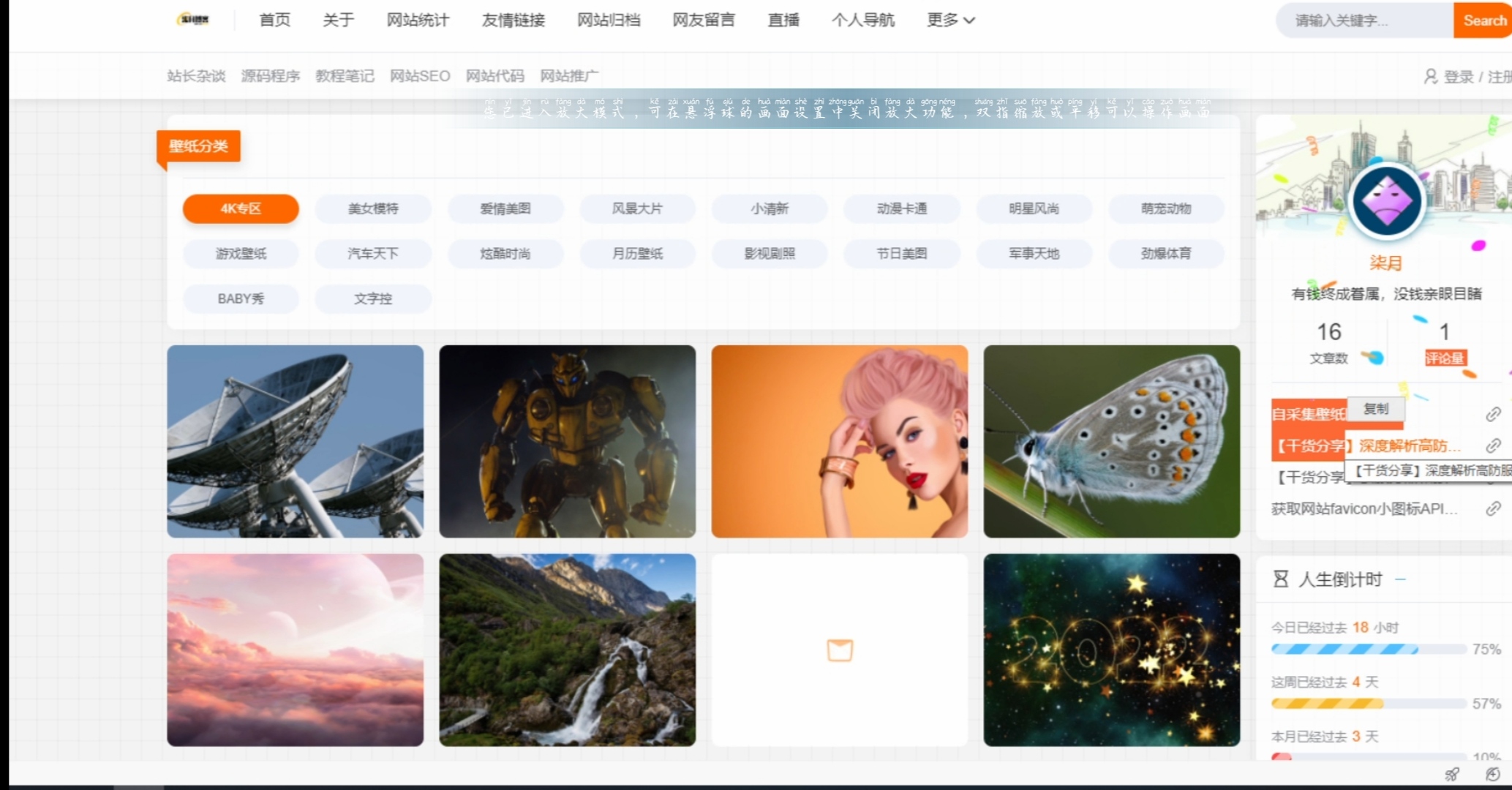 自采集壁纸网页源码-一生相随博客
