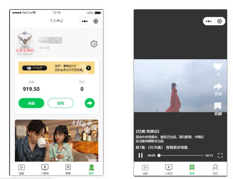 D1111 仿抖音滑动小短剧影视带支付收益等模式的微信小程序源码下载-一生相随博客